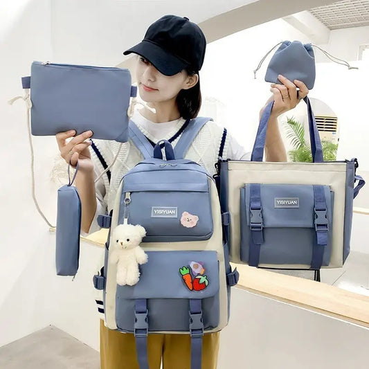 Set de Bolsos Oso Kawaii 5 Piezas – Estilo, Diversión y Versatilidad para Cada Día