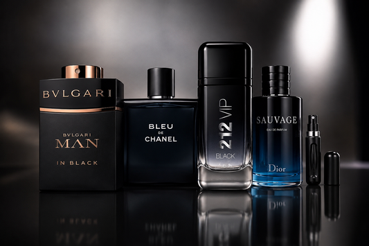 ¡Las 4 Fragancias Masculinas Más Deseadas en un Solo Kit +Perfumero Recargable de Regalo
