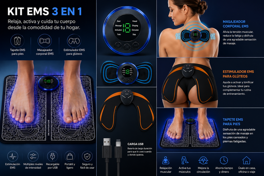 ¡Relaja Tus Músculos y Tonifica Tu Cuerpo con el Kit EMS 3 en 1!
