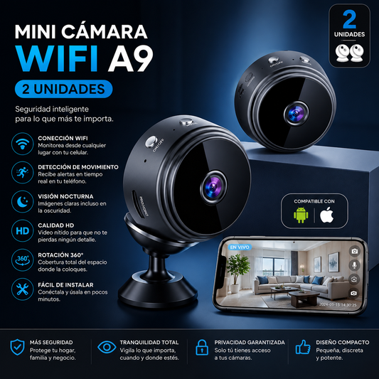 Vigila Tu Hogar Desde Cualquier Lugar con la Mini Cámara WiFi A9 x2