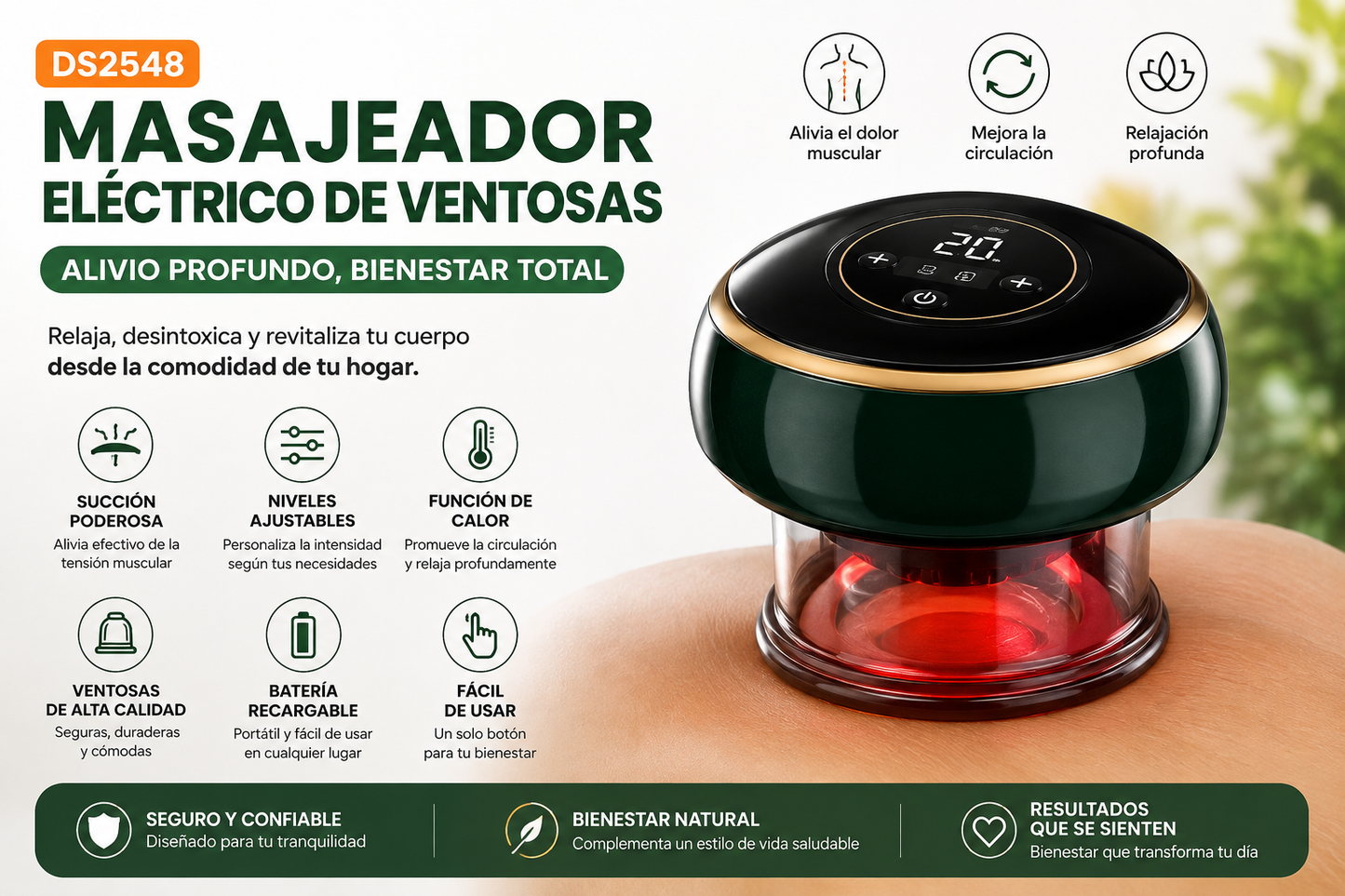 Masaje Profesional en Casa con el Masajeador Eléctrico de Ventosas DS2548
