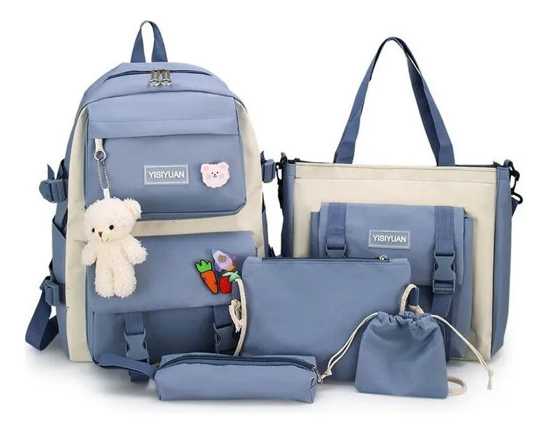 Set de Bolsos Oso Kawaii 5 Piezas – Estilo, Diversión y Versatilidad para Cada Día